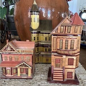 Vintage Balsa Wood “House”Trinket Boxes Set of 3 houses